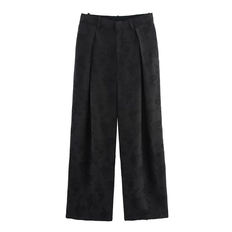 

Kaslead New Women clothes Western Style Jacquard Floral Hanging Neck Top Trousers 2731264 2731252 Pants L