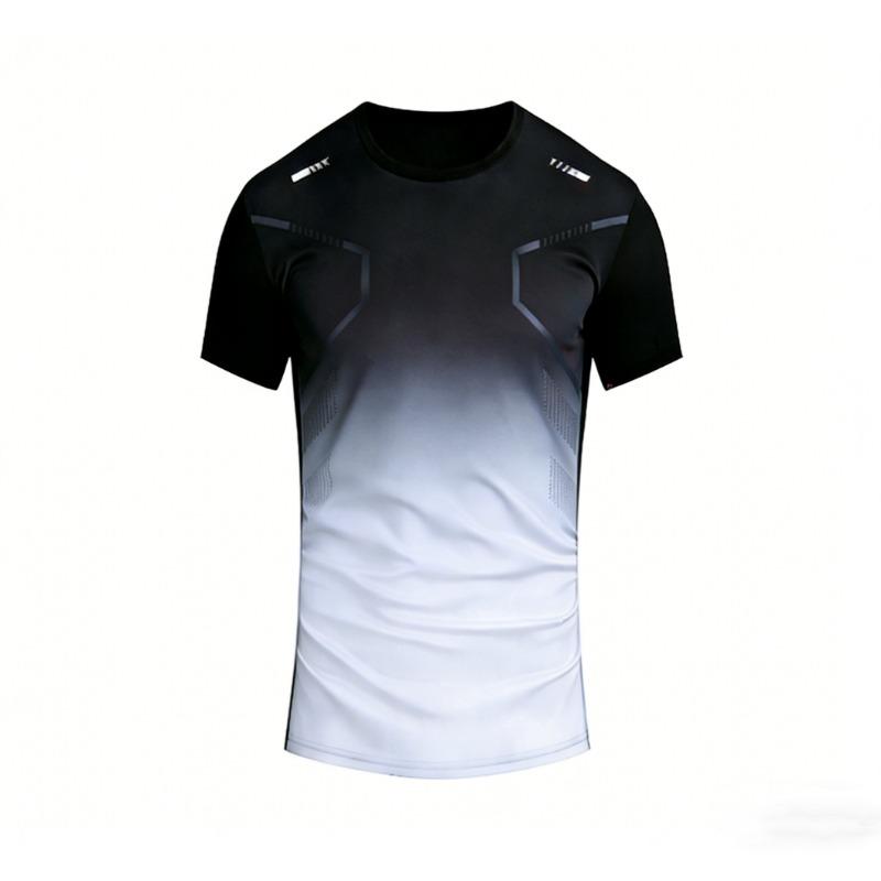 Men's T-shirt Outdoor Sports Running T-shirts Gradient Pattern Printed T-shirt Comfortable Quick Drying Short Sleeve Unisex Tops