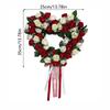 Romantic 35cm Heart Shaped Wreath Wedding Artificial Rose Door Hanger Valentine Pink White Double Ribbon Wall Decor