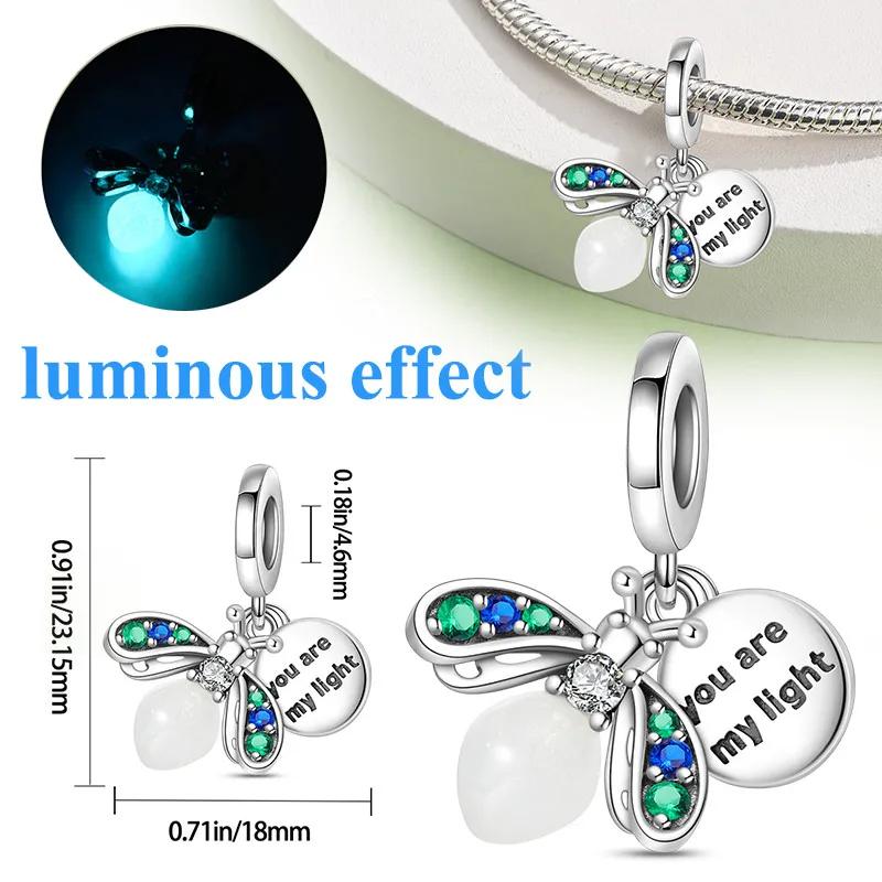 Copper Glow In The Dark Chameleon Charm Fit Original Bracelet Bead For Women Diy Luminous Firefly Fine Jewelry Gift