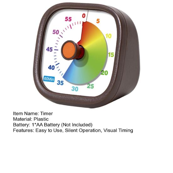 Visual Timer for Kids 60 Timer Silent Countdown Minute Pomodoro Timer Clock Rainbow Color Desk Time