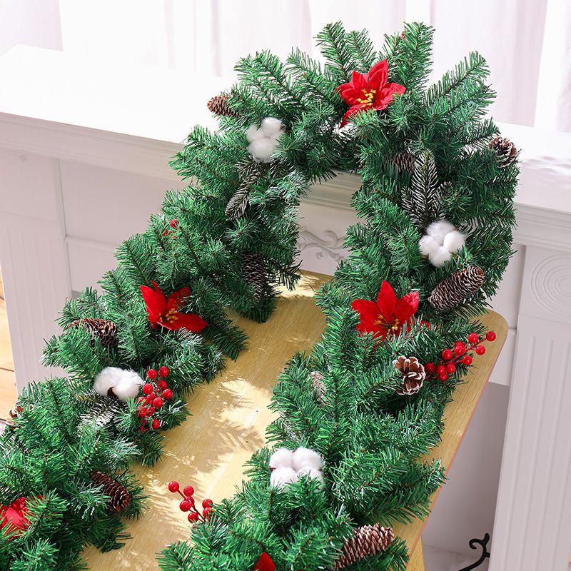 2025 Christmas Encrypted Rattan Wreath Hanging Ornaments for Door & Wall with Snow Scene Decor