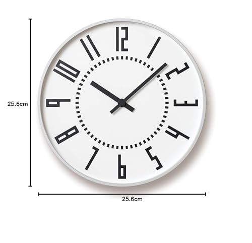 Lemnos Eki Clock TIL16-01 WH, Analog Wall Clock, Aluminum, White, Diameter: 25.6cm