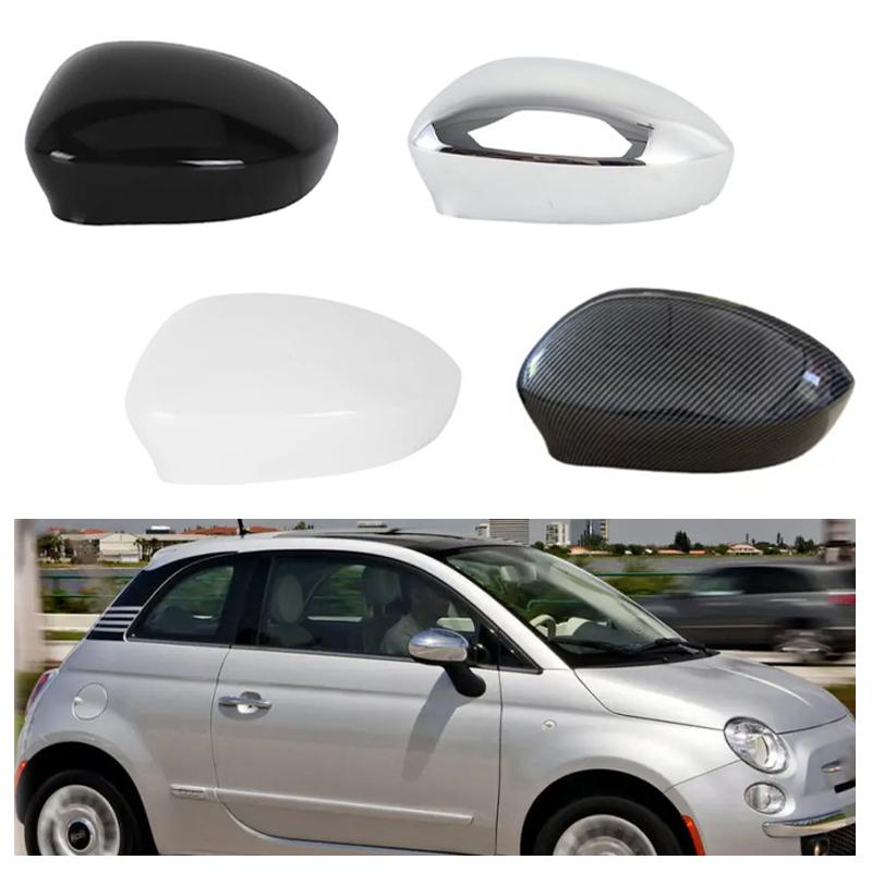 2pcs Car Side Mirror Cover Reverse Mirror Cap For Fiat 500 500C Abarth 2007-2025 Automobile Replacement Case Shell  Accessory