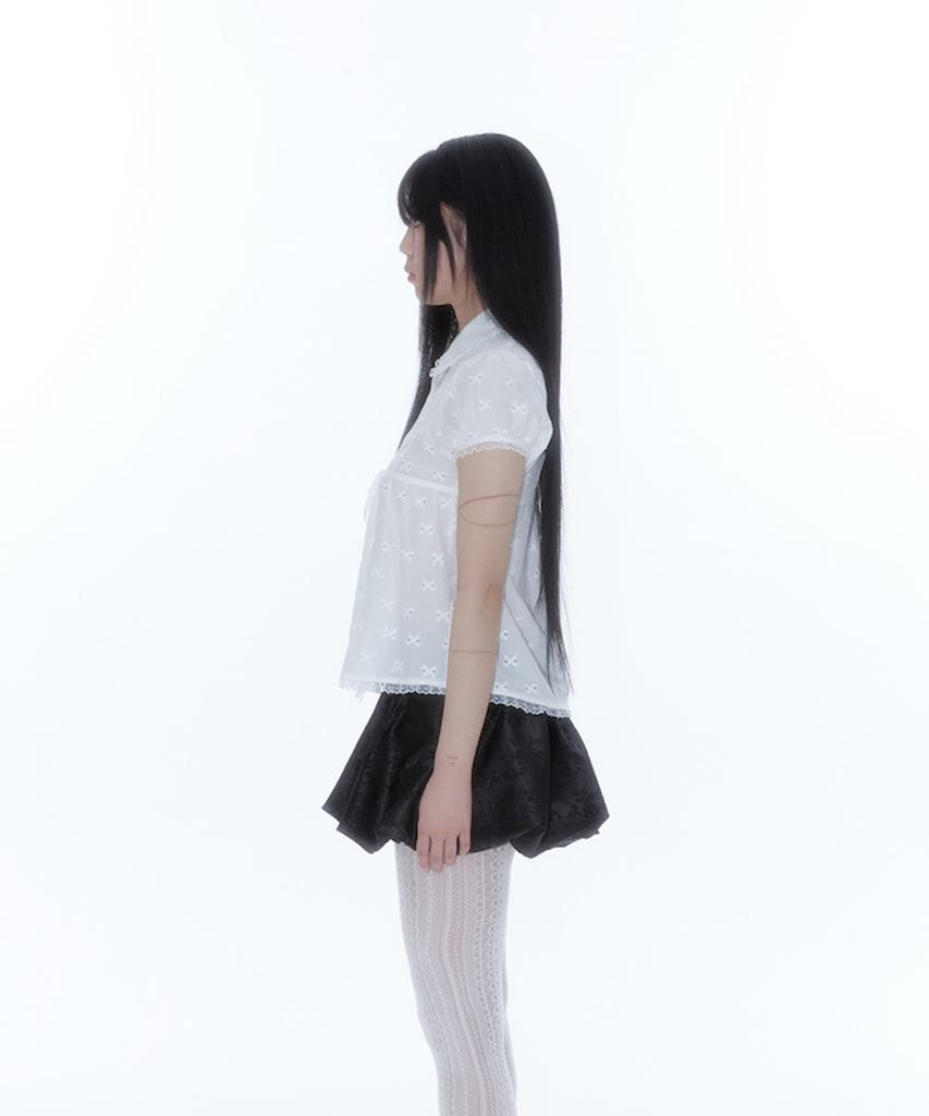 Kasiko Puff Sleeve Lace Shirt White