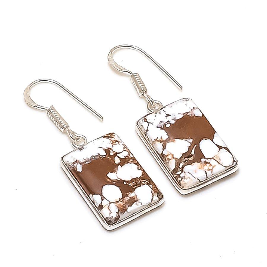 Natural Wild Horse Gemstone 925 Sterling Silver Jewelry Earring 1.58  AE-12110