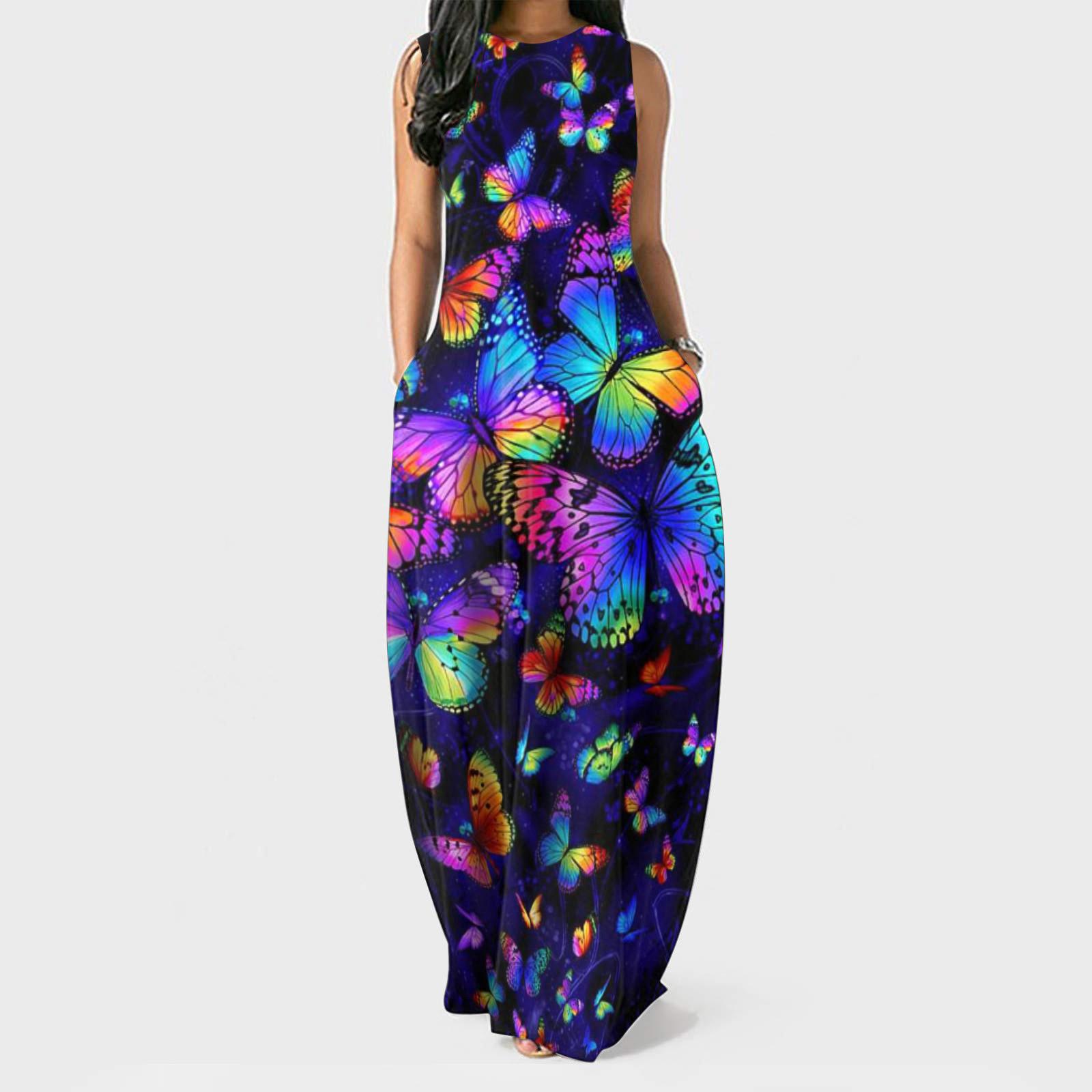 

Женские летние длинные платья без рукавов с цветочным принтом и пуловером больших размеров XL