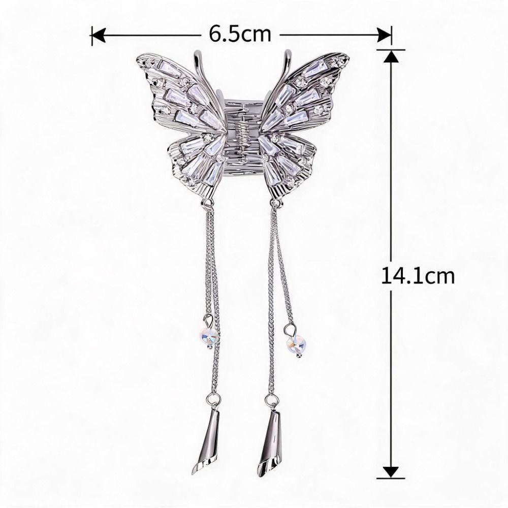Exquisite Shiny Rhinestone Tassel Hair Claw Clip Butterfly Hair Claw Clip  Women Hair Accessories
