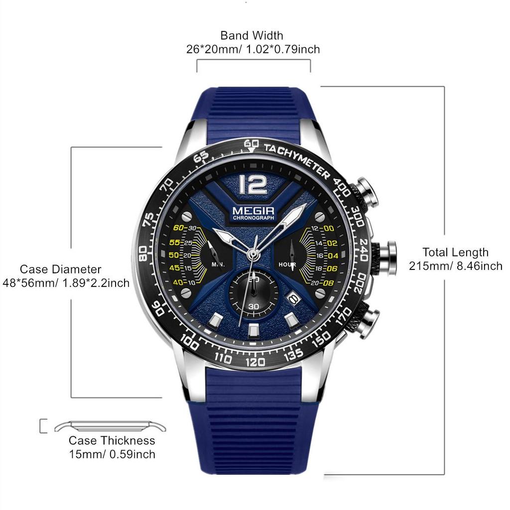 Mens Watches Top Brand Luxury MEGIR Sports Watch for Men Chronograph Waterproof Wristwatches Hour Reloj Hombre Horloges Manmen