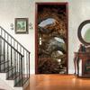 3D-Türkunstaufkleber, Rock Cave River, selbstklebende Türaufkleber, Abziehbilder für Zuhause, Schlafzimmer, wasserdichte Vinyl-Dekoration, Schlafzimmer-DIY-Wandaufkleber