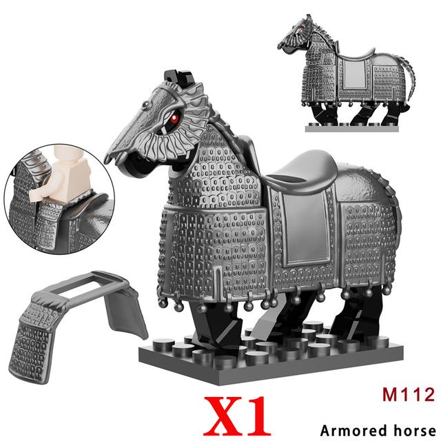 Historically Famous Battle Horse Building Block Model Medieval Cavalry Soldiers Figure Bricks Accessories Toys For Kids J108