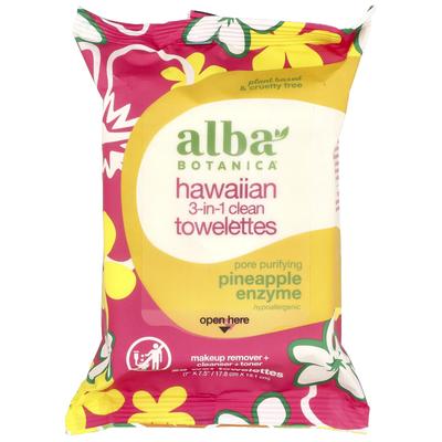 Alba Botanica, Hawaiian 3-in-1 Clean Tissues, Pineapple Enzyme, 25 Wet Tissues