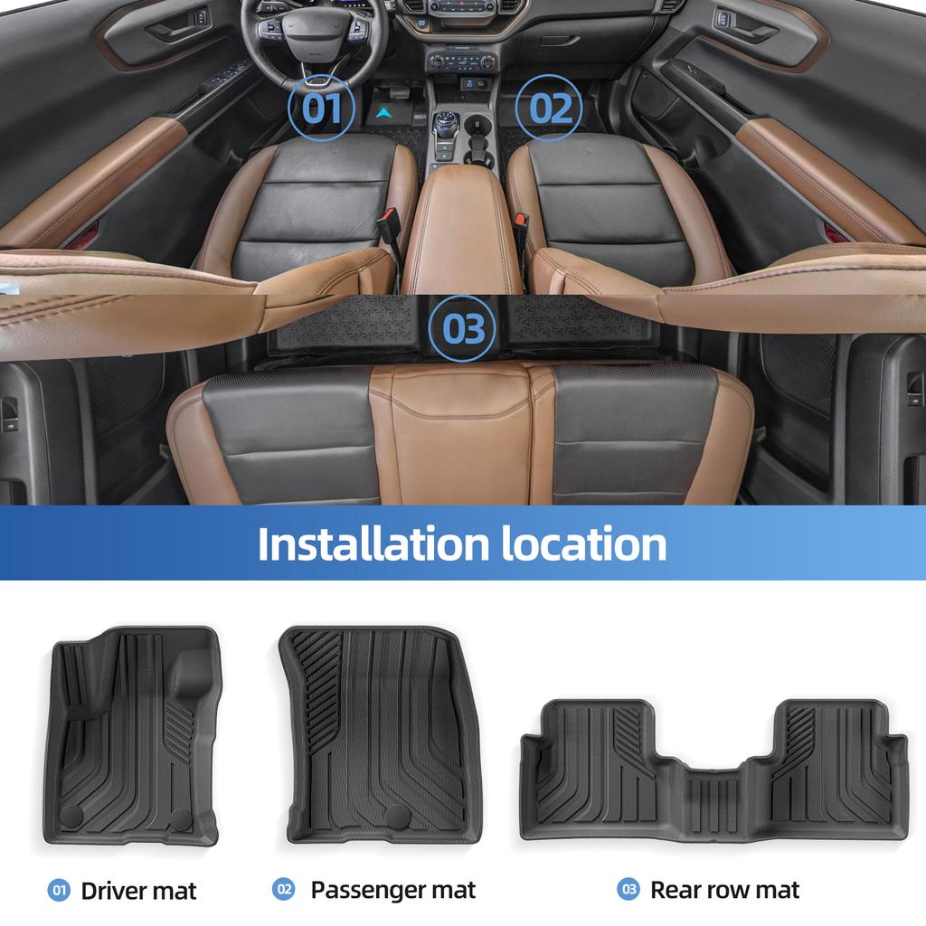 For Bronco Sport 2025 - 2025 TPE 3D Car Floor Mats Cargo Liner Trunk Pad Black Carpet Foot Pads All Weather Left Rudder