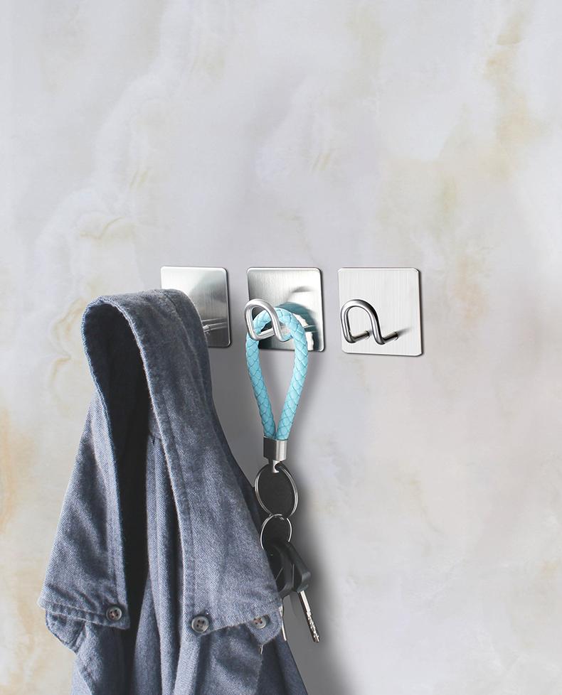 Fashionable Wall Hooks Wall Organisation for  Kitchen Stainless Steel Self Adhesive Hooks