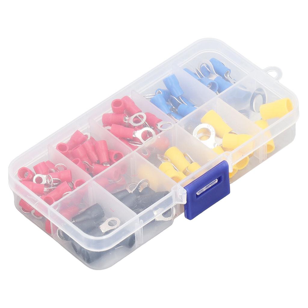 102PCS Insulated Ring Terminal 10 Different Specifications Flame Retardant Wire Connectors Assortmen