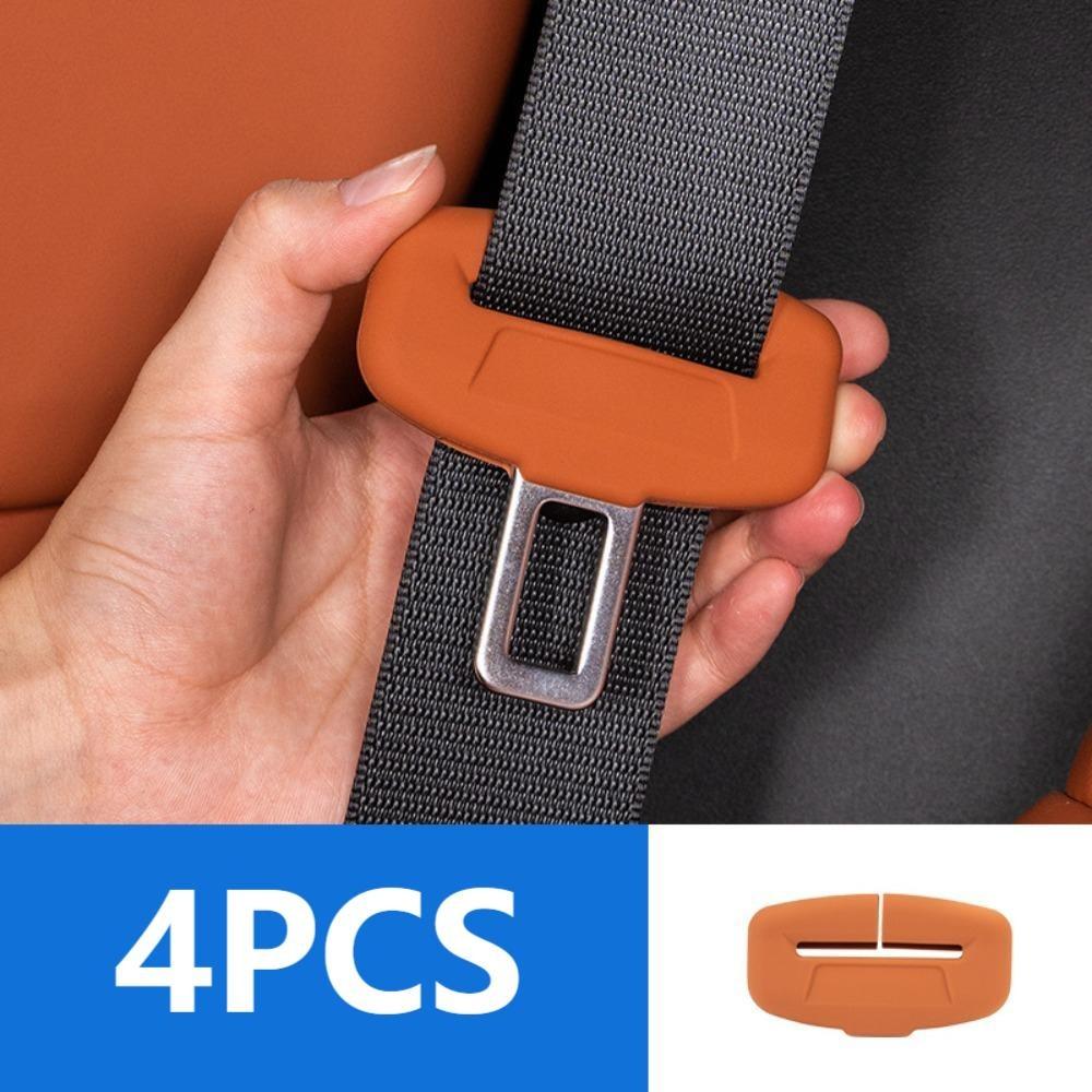 4Pcs Soft Silicone Anti-Collision Case Anti-Collision Protector Seat Belt Buckle Protector Anti-scratch Soft Protector Cover