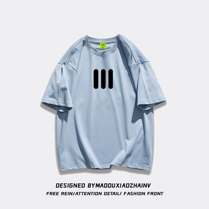 Pure Cotton American Trendy Brand Small Front Shoulder Short-sleeved T-shirt Women's Summer Design Sense Oversize Half-sleeved Large Size Top
