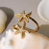Exquisite Fish Tail Starfish Shell Finger Ring Jewelry Ocean Style Ring Cubic Zirconia Ring  Summer