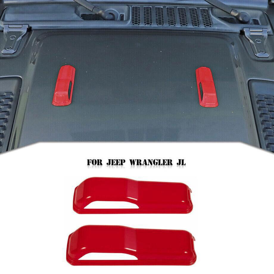 For 2018- Jeep Wrangler JL ABS Red Look Front Hood Decor Trim Cover Frame 2X