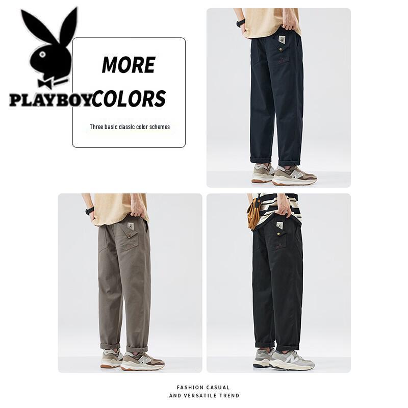 Playboy Men's Loose Straight Cotton Casual Pants