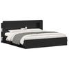 Headboard Cabinet with Storage Black Wood Based Material