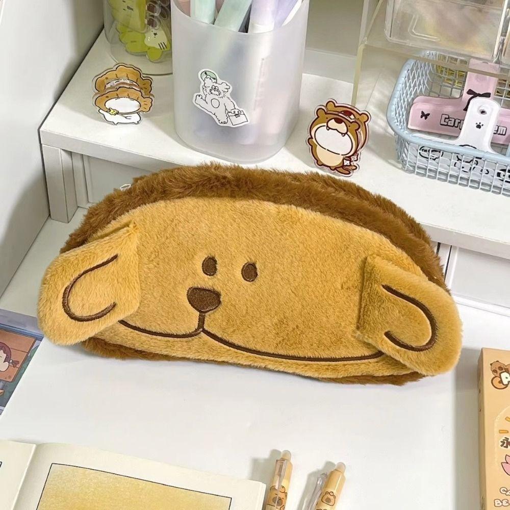 Large Capacity Pencil Case Plush Stationery Organizer Cute Stationery Bag Office