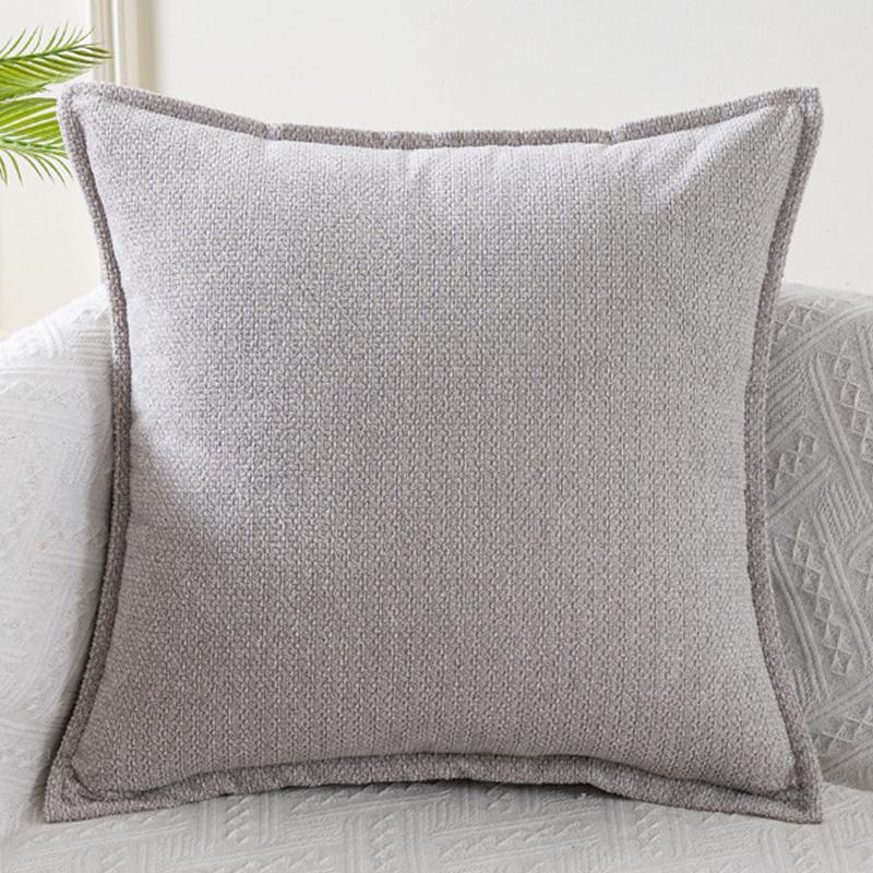 Solid Plush Square Throw Pillow Cover With Piped Edge For Sofa Bed Office Living Room Home Decor