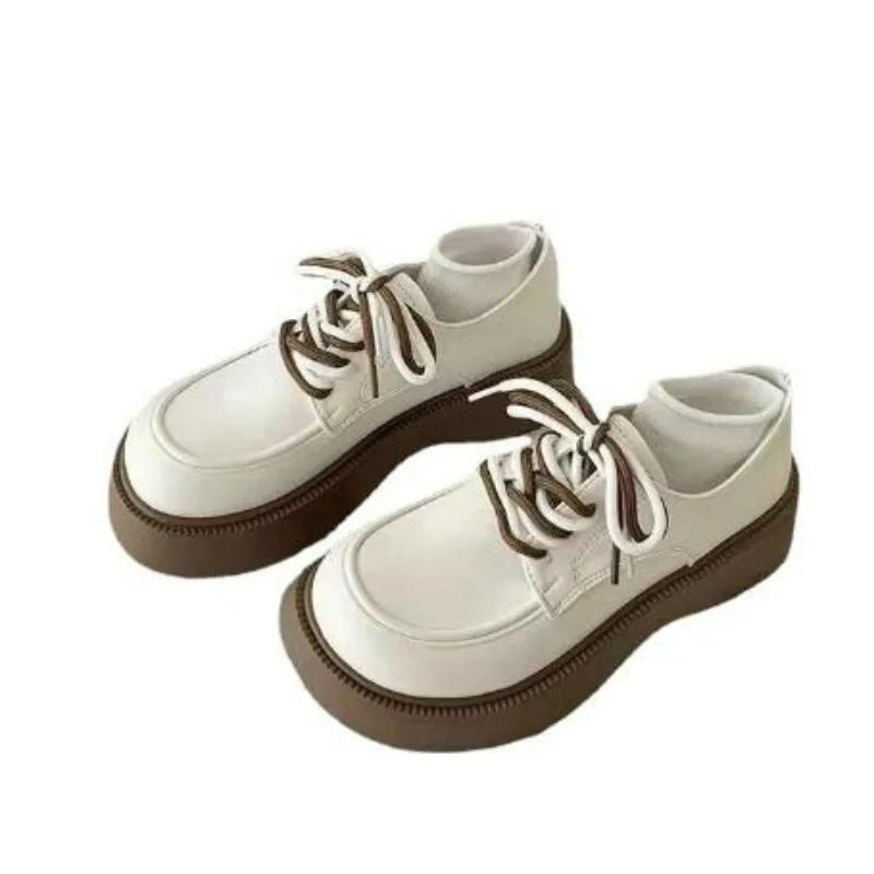 Fashion 2024 New Hot Sale Fashion Retro Daily Casual Mary Jane Shoe Comfortable Soft Bottom Lace Up Leather for Women Zapatillas Mujer