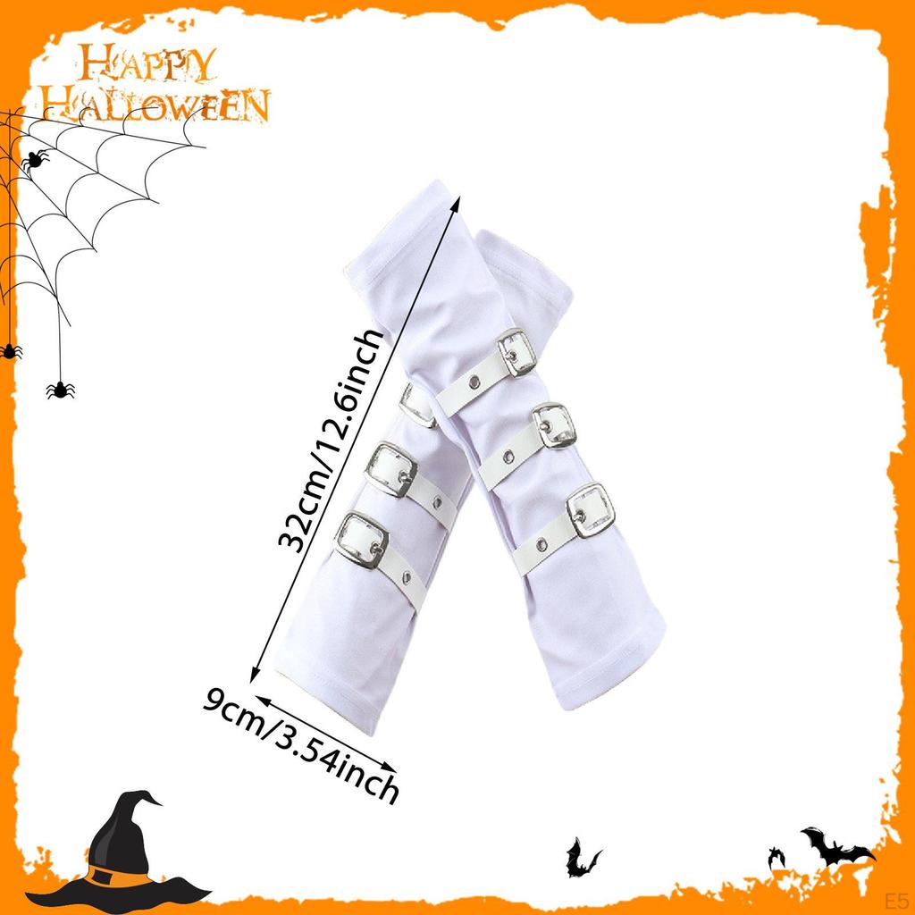 2 Pieces Fingerless Gloves Arm Sleeves for Fancy Dress Costume Adults Girls