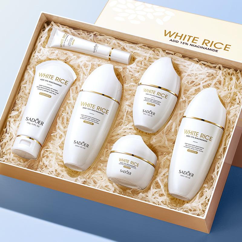 Sadoer Weißer Reis Nicotinamid Aufhellende Feuchtigkeitsspendende Geschenkbox Feuchtigkeitsspendendes Hautpflegeset