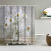 Floral Daisy Shower Curtain For Bathroom Bathtub Waterproof Plant Aesthetic Bathroom Curtain With Hooks Botanical Bath Curtain