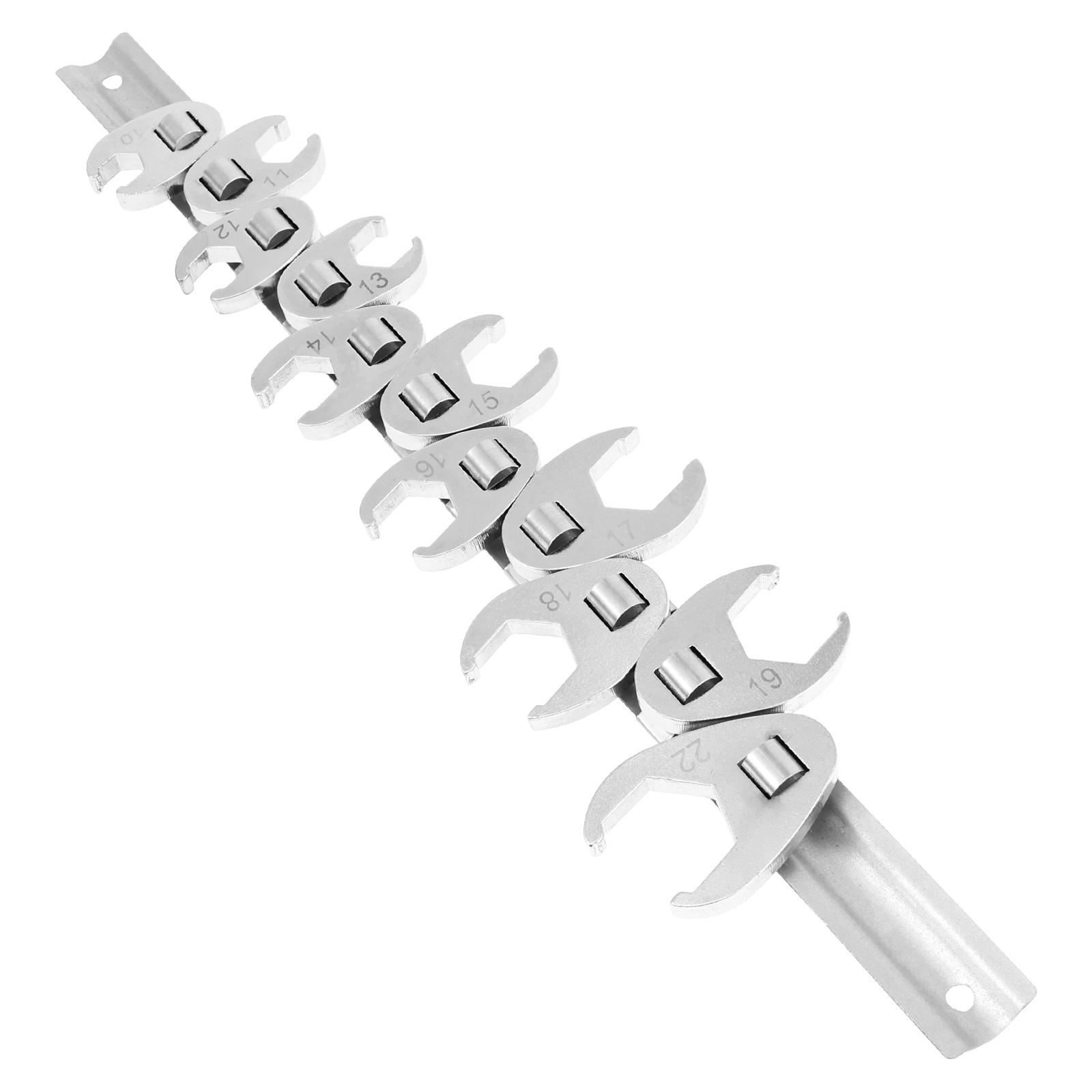 

Crowfoot Wrench Set 3/8 Drive Engraved Size Marking Flare Nut Wrench Set 10-22 mm Nut Wrenches with Storage Rack Repair Tools