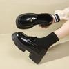 New uniform small leather shoes for women's autumn new thick heel single shoes heightened thick sole one pedal for women