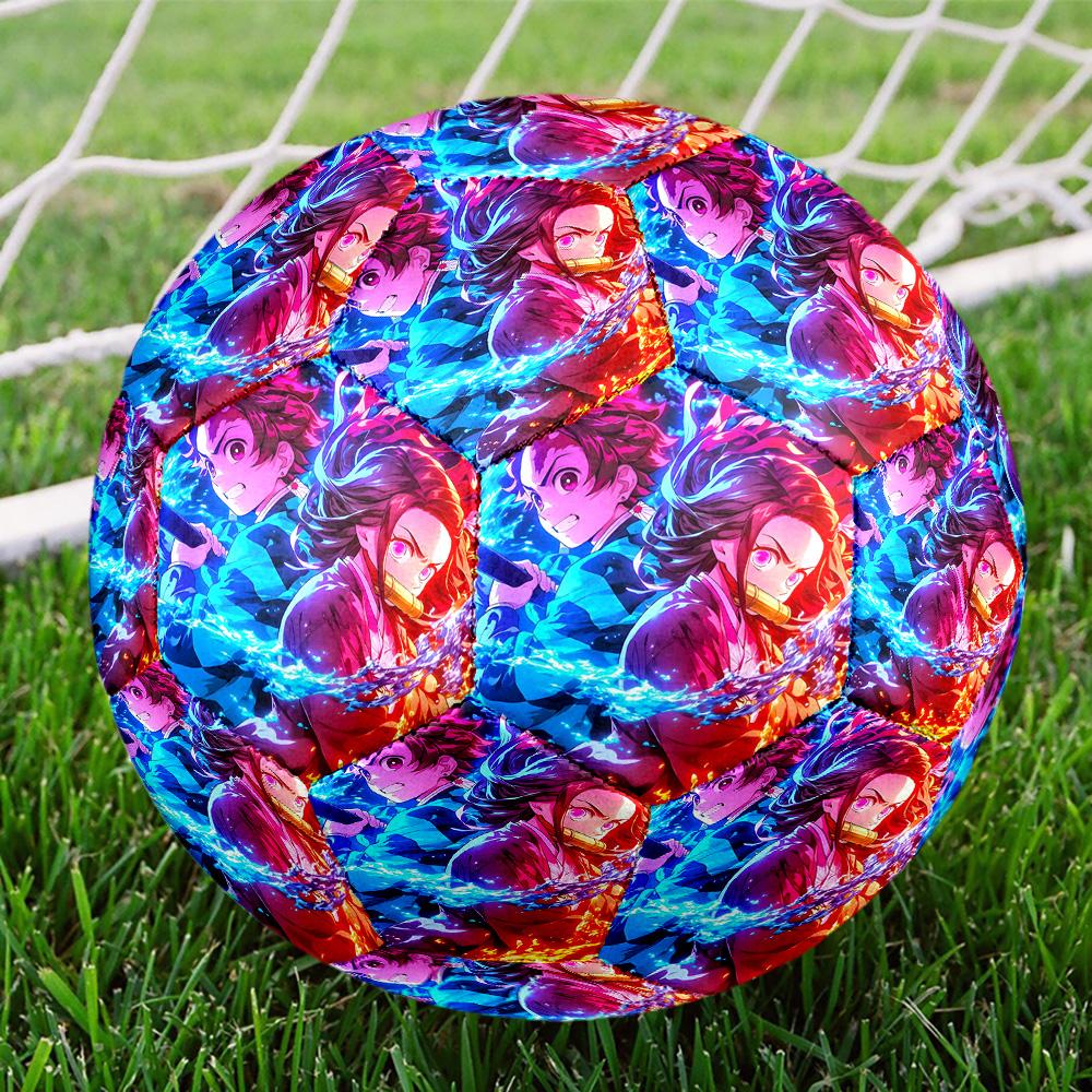 Pallone da Calcio Dimensione 5 con Stampa Demon Slayer, Pallone da Calcio Standard per Partite Sportive e Allenamenti di Squadra, Regalo Ideale per i Fan del Calcio