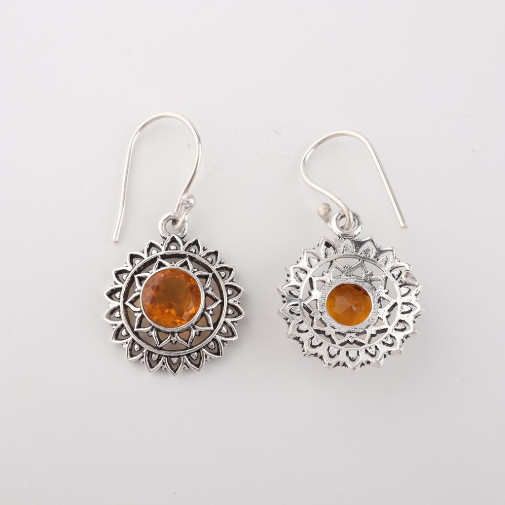 Citrine Gemstone 925 Sterling Silver Jewelry Drop/Dangle Earrings 1.57" For Gift CE-19-6