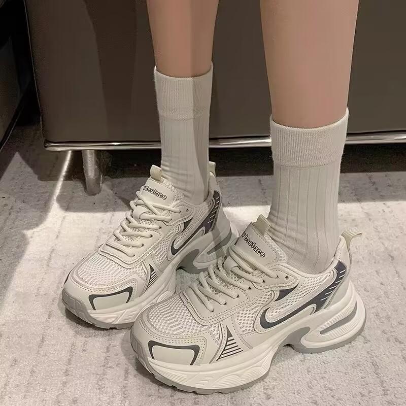 Popular mesh breathable thick-soled dad shoes women's 2025 new spring leisure sports women's shoes show small running shoes