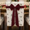 1/4PCS Burgundy Chair Sashes Chair Sashes Bows Burgundy Velvet Sashes Chairs Bows for Christmas Banquet Home Wedding Events