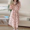 Heart Plaid Loose Mid-Length Pajamas Bathrobe - Cozy, Casual Homewear for Autumn and Spring
