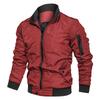 Chaquetas Bomber Militares para Hombre Casual Sólido Cremallera Chaqueta de Piloto Cuello Mao Abrigo