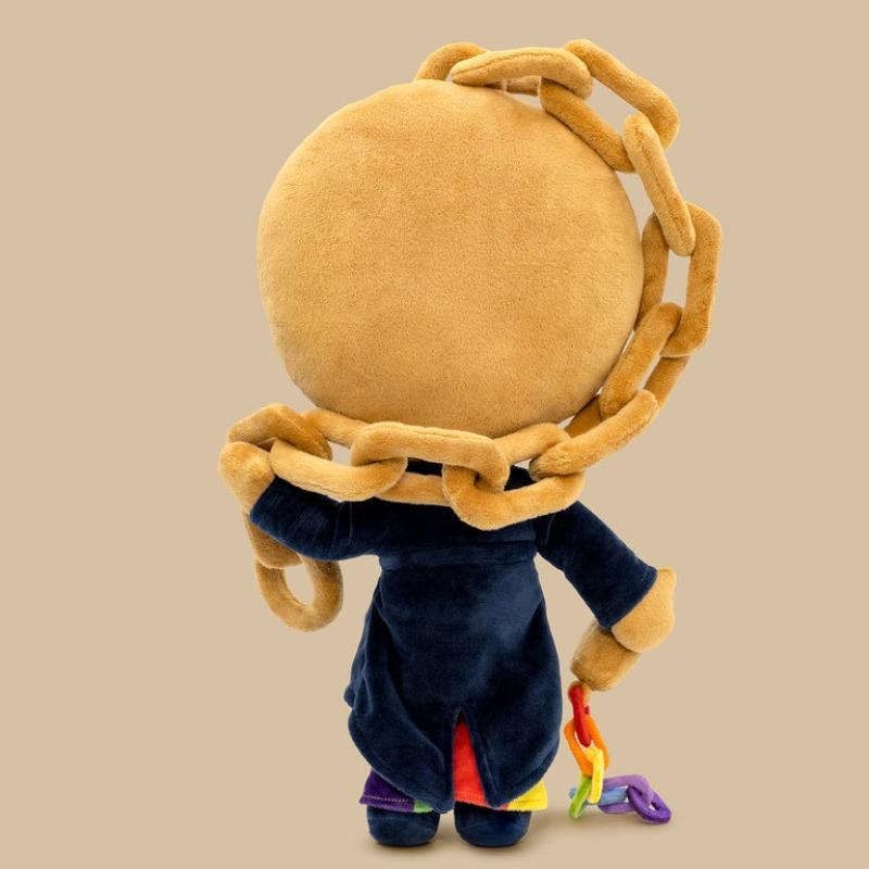 Dandy's World Clock Man Plush Toy Cute Clock Head Character Stuffed Doll with Rainbow Outfit and Chain Soft Game Plushie for Kids Fans Birthday Gift