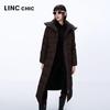 Jinyujie Women's Waist-Cinching Long Puffer Down Jacket