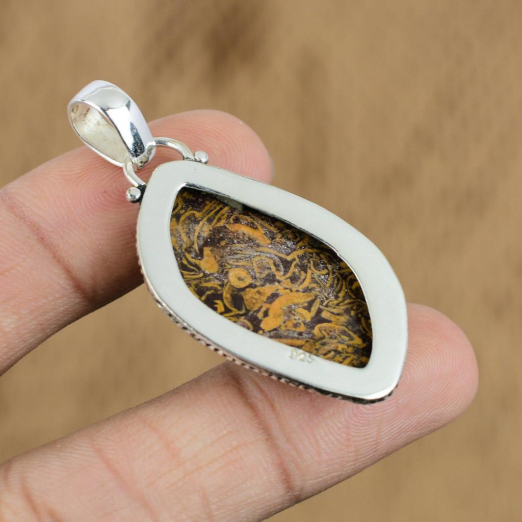 Gift For Her 925 Sterling Silver Natural Mariam Jasper Gemstone Jewelry Pendant