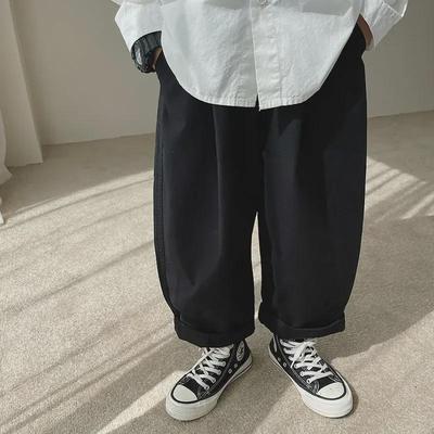 Kids' Straight Pants: Boys' Casual Korean Style, Spring/Autumn, Long and Trendy Hip Hop Fashion.