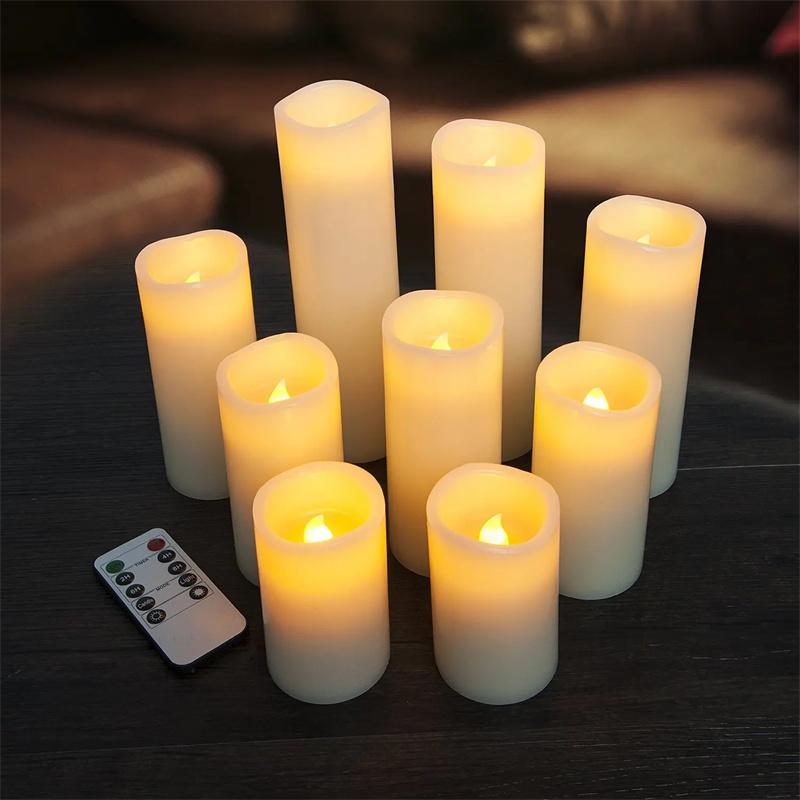 9pcs LED Candle Flameless Electronic Candle Creative Paraffin LED Candle with Remote Control for Home Wedding Hotel Decoration