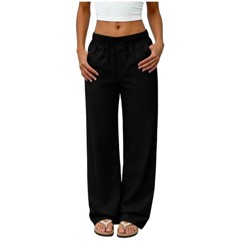 Summer new European and American style high waist loose straight pants women's casual trousers fashion versatile European and American