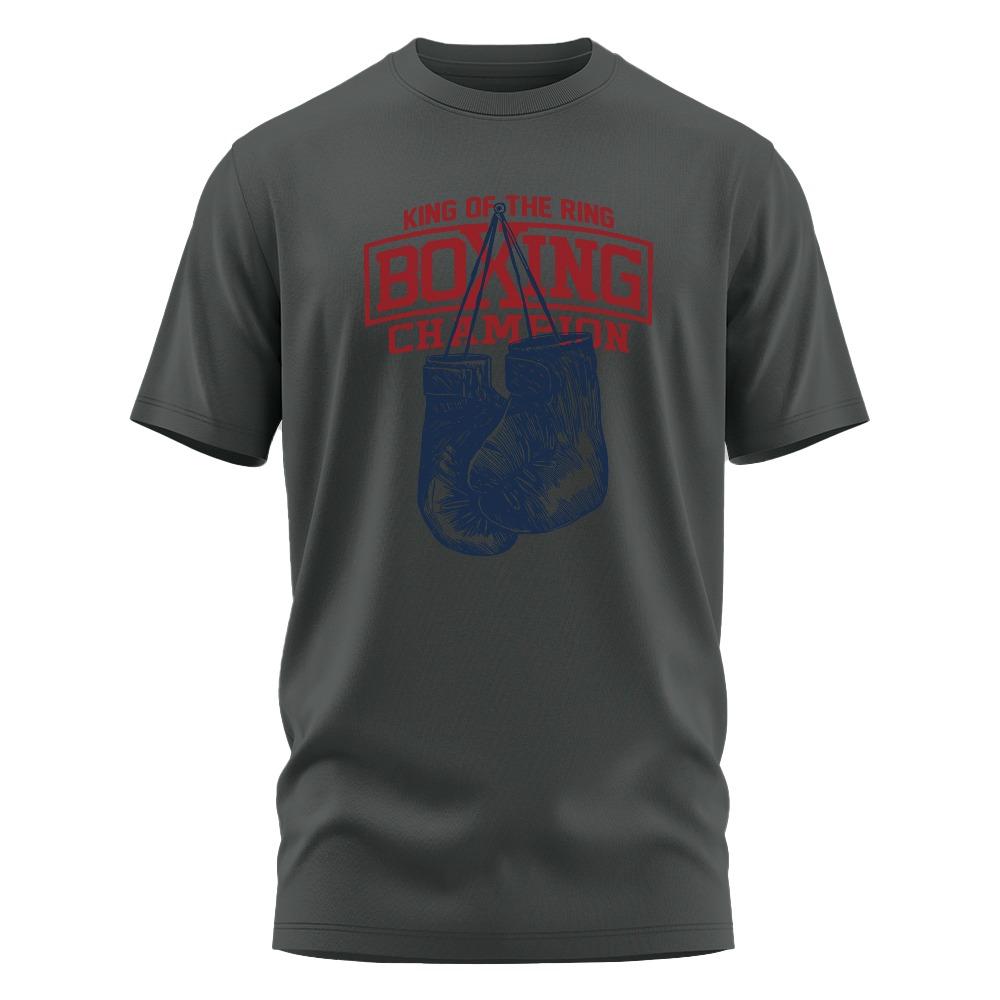 Boxing Champion King Men's and Women's Printed T Shirt Retro GYM Clothing Cotton Top Short Sleeve
