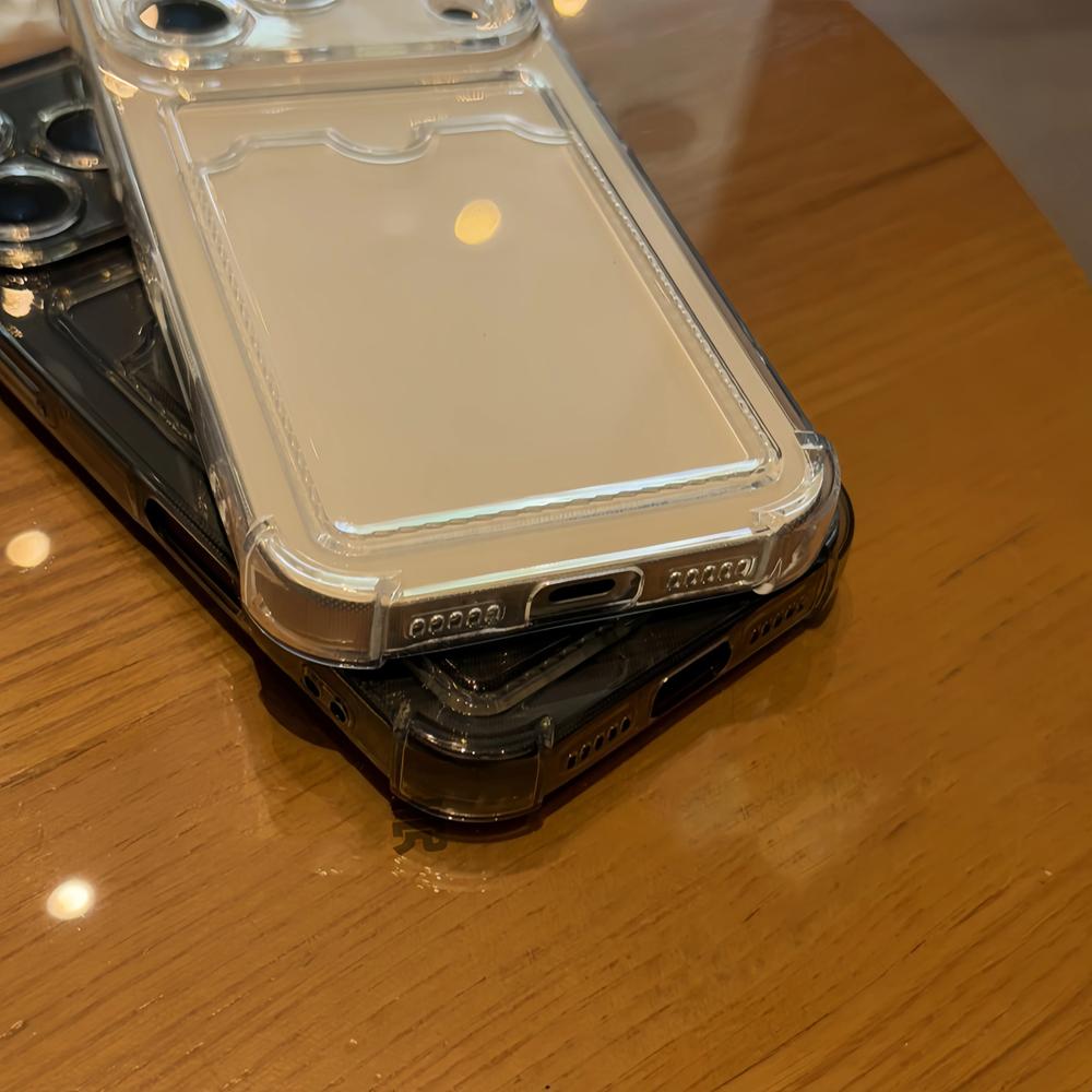 Bolsa Transparente com Porta-Cartão Case Para iPhone 17 16 15 14 13 12 11 Pro Max XS XR 7 8 Plus Carteira Capa de Silicone à Prova de Choque