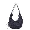 Damen Umhängetasche mit großem Fassungsvermögen Canvas Plissiertes Karomuster Nylontasche Pendler Schultertasche