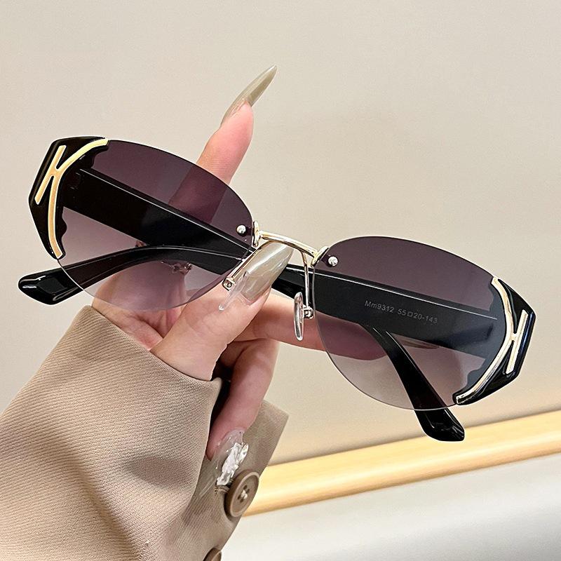 Cross-Border Luxury UV-Protection Cat-Eye Round Sunglasses