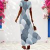 Women Plus Size V Neck Short Sleeve Geometric Printed Maxi Dress